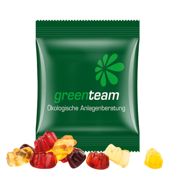 Minitüte,15 g, kompostierbare Folie weiß, Trolli Fruchtgummibären, 30% Fruchtsaftqualität Exquisit