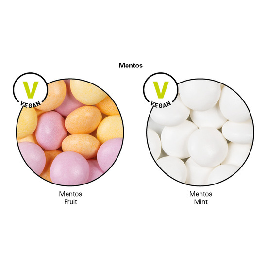 Minitüte, 8 g, Folie weiß, Mentos Kaudragee Fruit