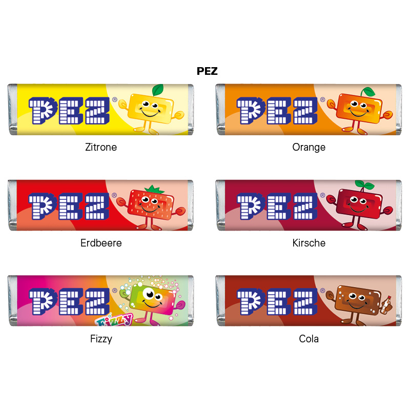 Werbekarte Visitenkartenformat, PEZ Bonbonriegel Cola