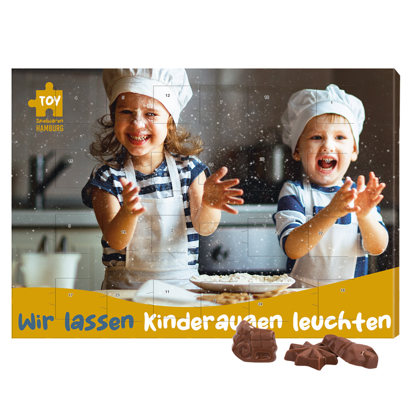 Classic Wand Adventskalender, Querformat, Blister gefüllt mit Friedel Vollmilch-Schokotäfelchen