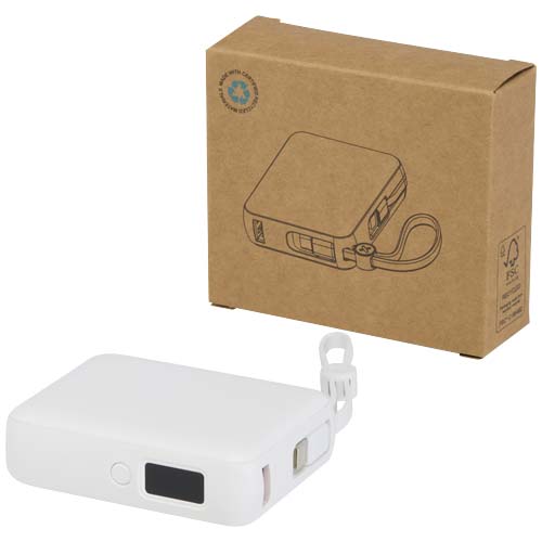 Acrux 35 W 10.000 mAh Tablet Powerbank mit integriertem Typ-C-Kabel aus recyceltem Kunststoff