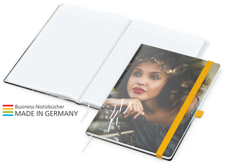 Notizbuch Match-Book White Bestseller A4 Cover-Star matt-individuell, gelb