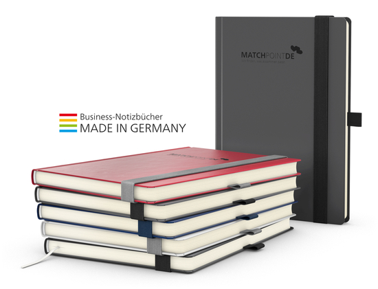 Notizbuch Vision-Book Creme Bestseller A4, rot inkl. Prägung schwarz-glänzend