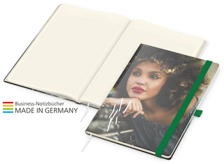 Notizbuch Match-Book Creme Bestseller A4 Cover-Star gloss-individuell, grün