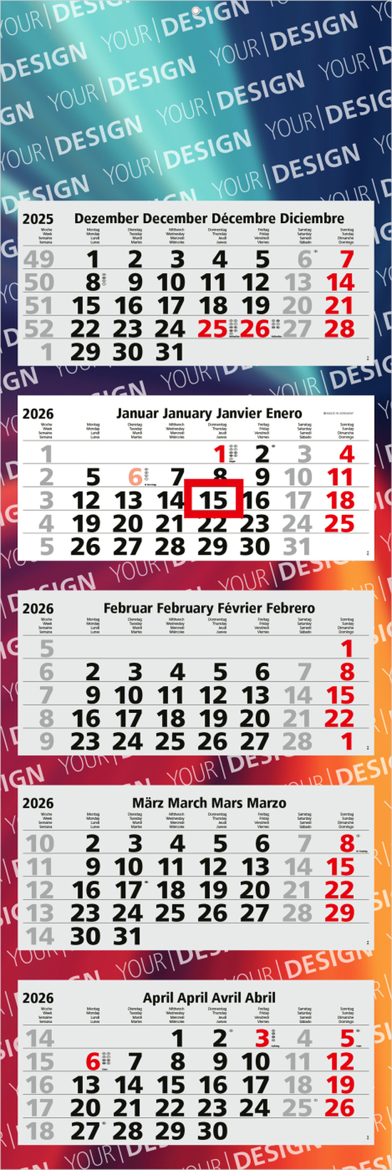 5-Monatskalender Penta Light 5 Bestseller (Mehrblock)