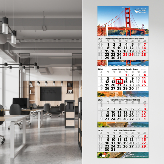4-Monatskalender Quadro Wire-O 4 Bestseller (Mehrblock)