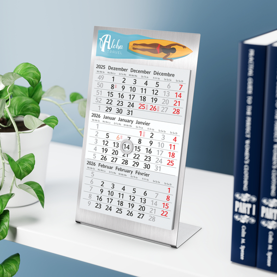 Tischkalender Desktop 3, 2-Jahres-Kalendarium Steel Bestseller