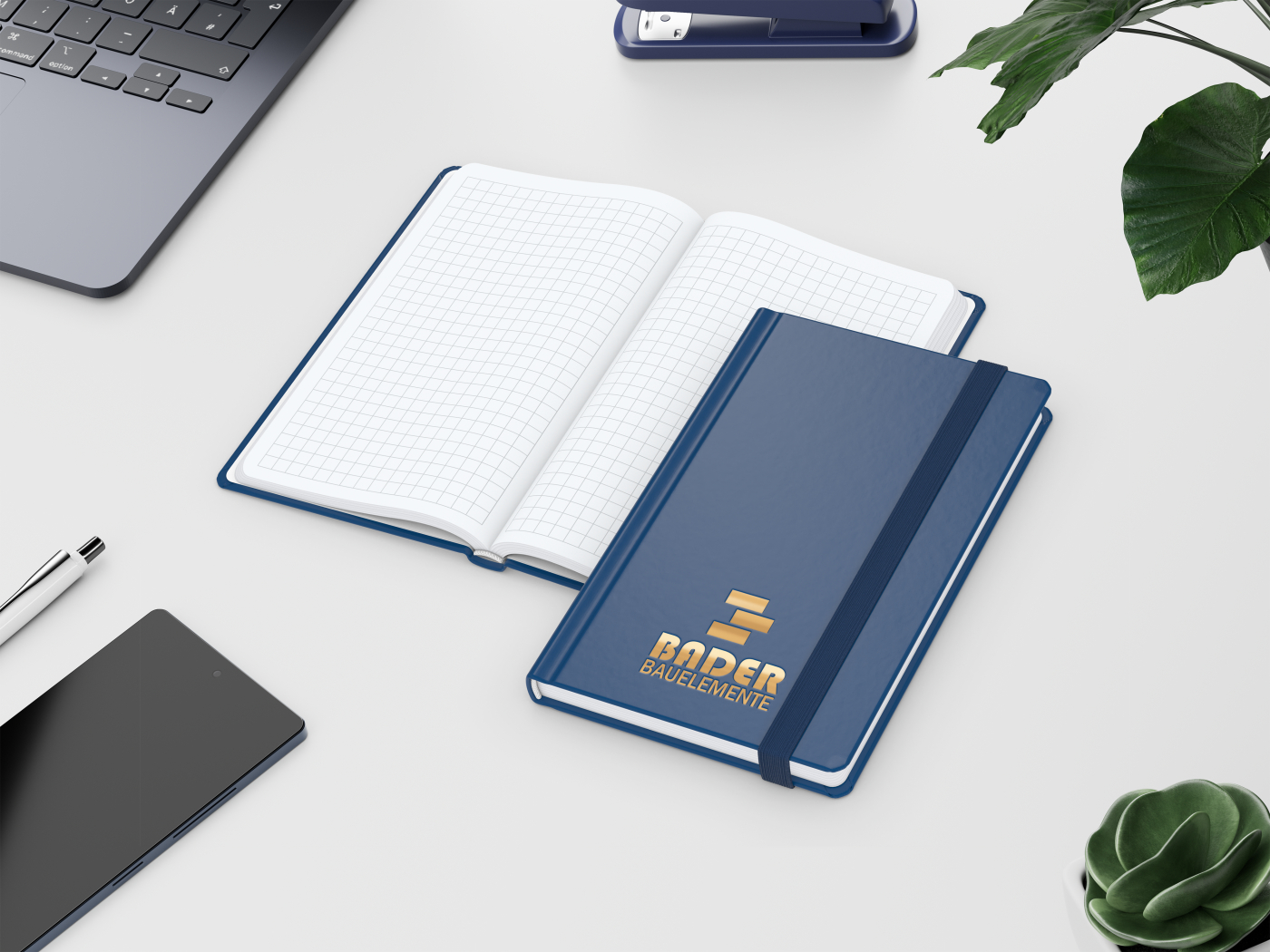 Notizbuch Easy-Book Comfort Bestseller, Pocket, dunkelblau inkl. Goldprägung