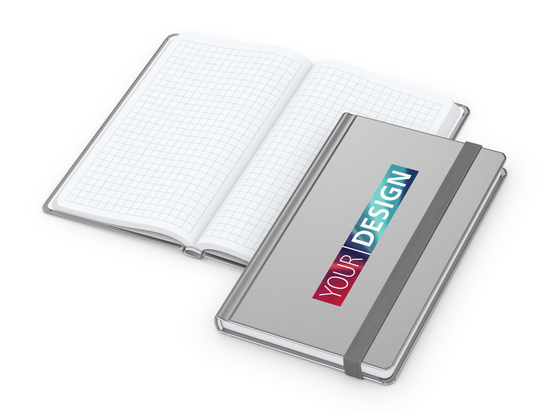 Notizbuch Easy-Book Comfort Bestseller, Pocket, silber inkl. Siebdruck-Digital