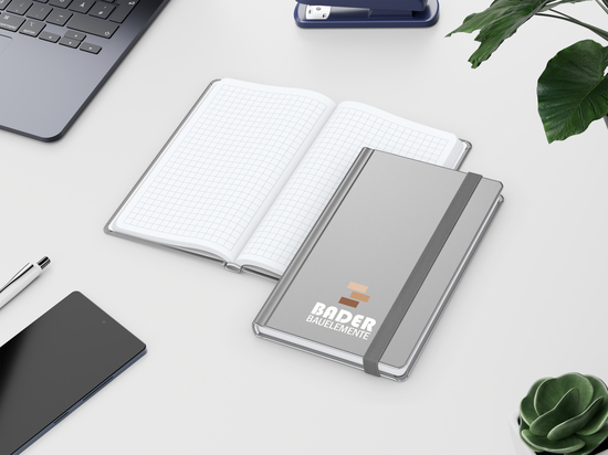 Notizbuch Easy-Book Comfort Bestseller, Pocket, silber inkl. Siebdruck-Digital