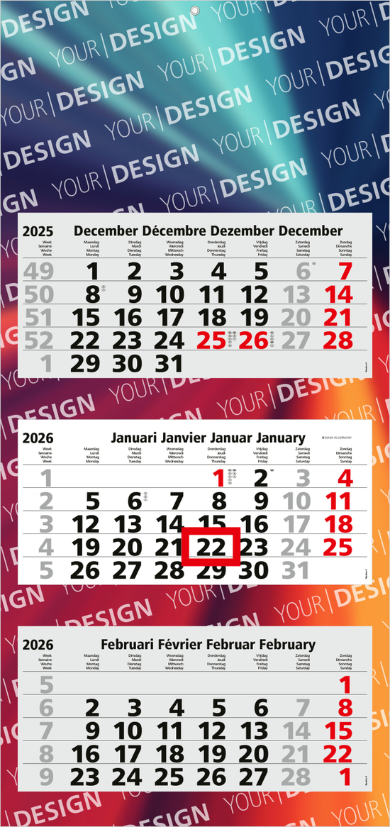 3-Monatskalender Maxi Light 3 Bestseller, Benelux (Mehrblock)