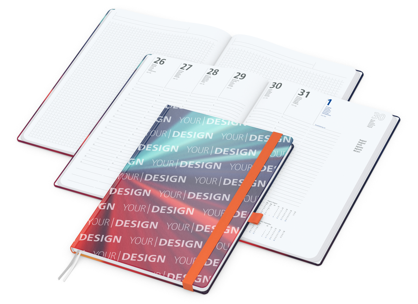 Wochenplaner Match-Hybrid White Bestseller, A4, Cover-Star gloss, orange