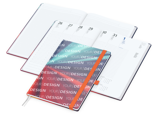 Wochenplaner Match-Hybrid White Bestseller, A4, Cover-Star gloss, orange