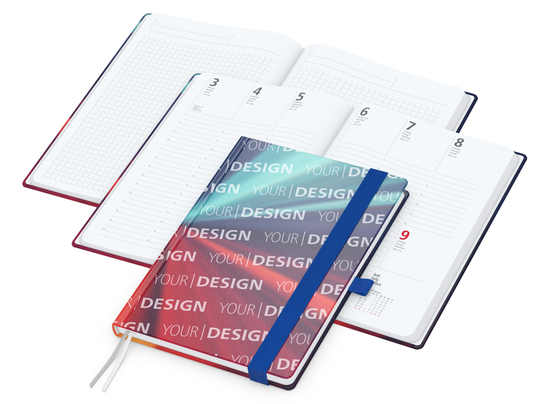 Wochenplaner Match-Hybrid White Bestseller, A5, Cover-Star matt-individuell, mittelblau