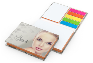 Haftnotiz-Set Prag Bookcover White Bestseller, matt-individuell, Farbschnitt orange