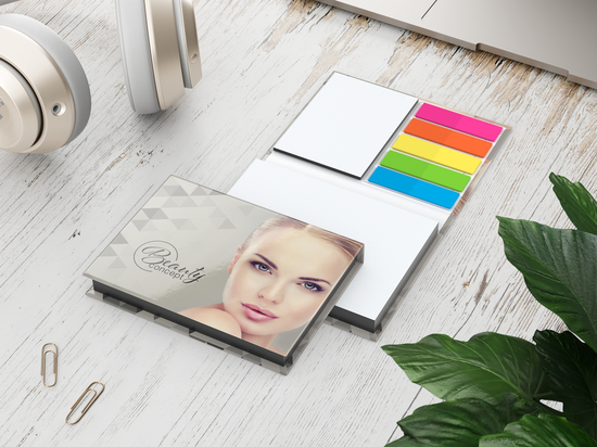 Haftnotiz-Set Prag Bookcover White Bestseller, matt-individuell, Farbschnitt schwarz
