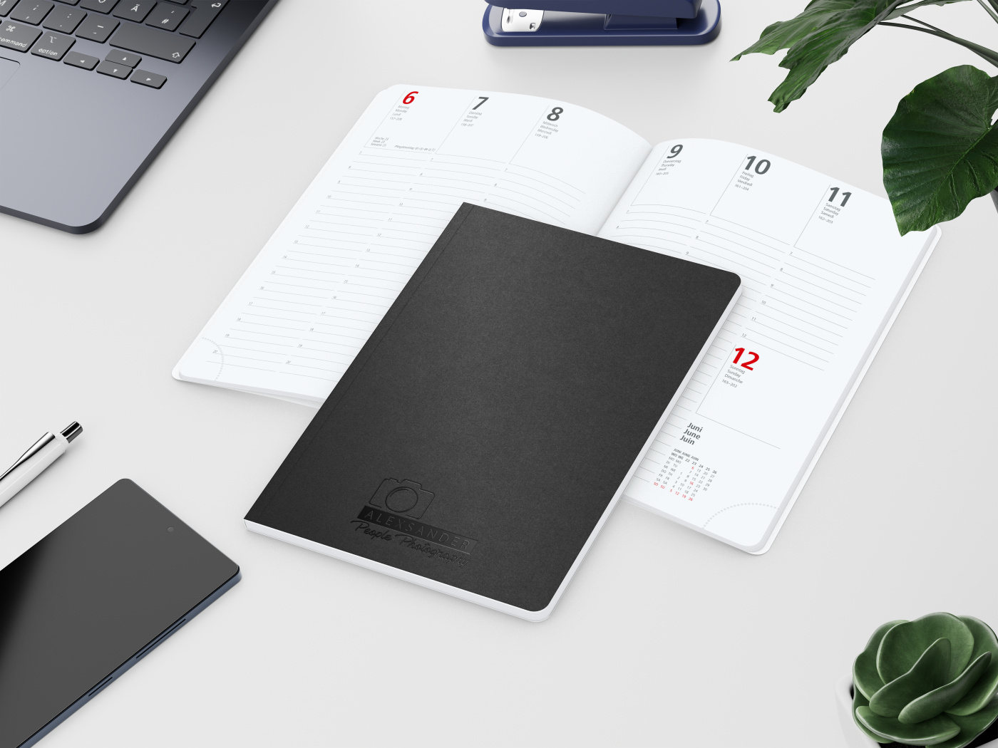 Wochenkalender Prestige-Flexx Bestseller inkl. Prägung schwarz-glänzend