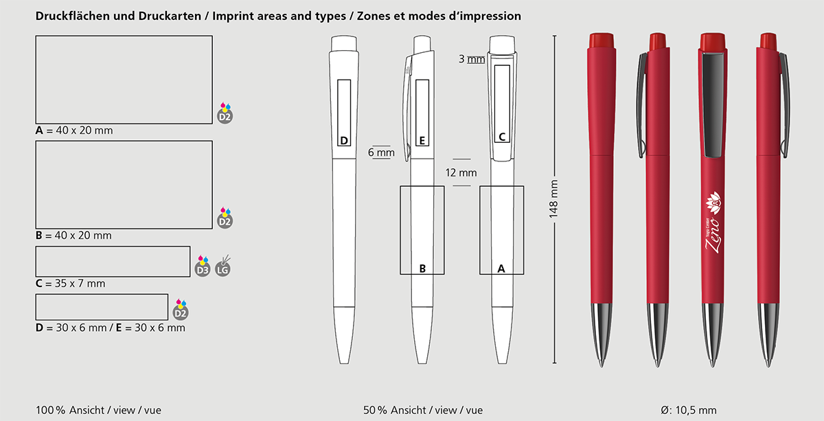 Klio-Eterna - Zeno softtouch/high gloss MMn - Druckkugelschreiber