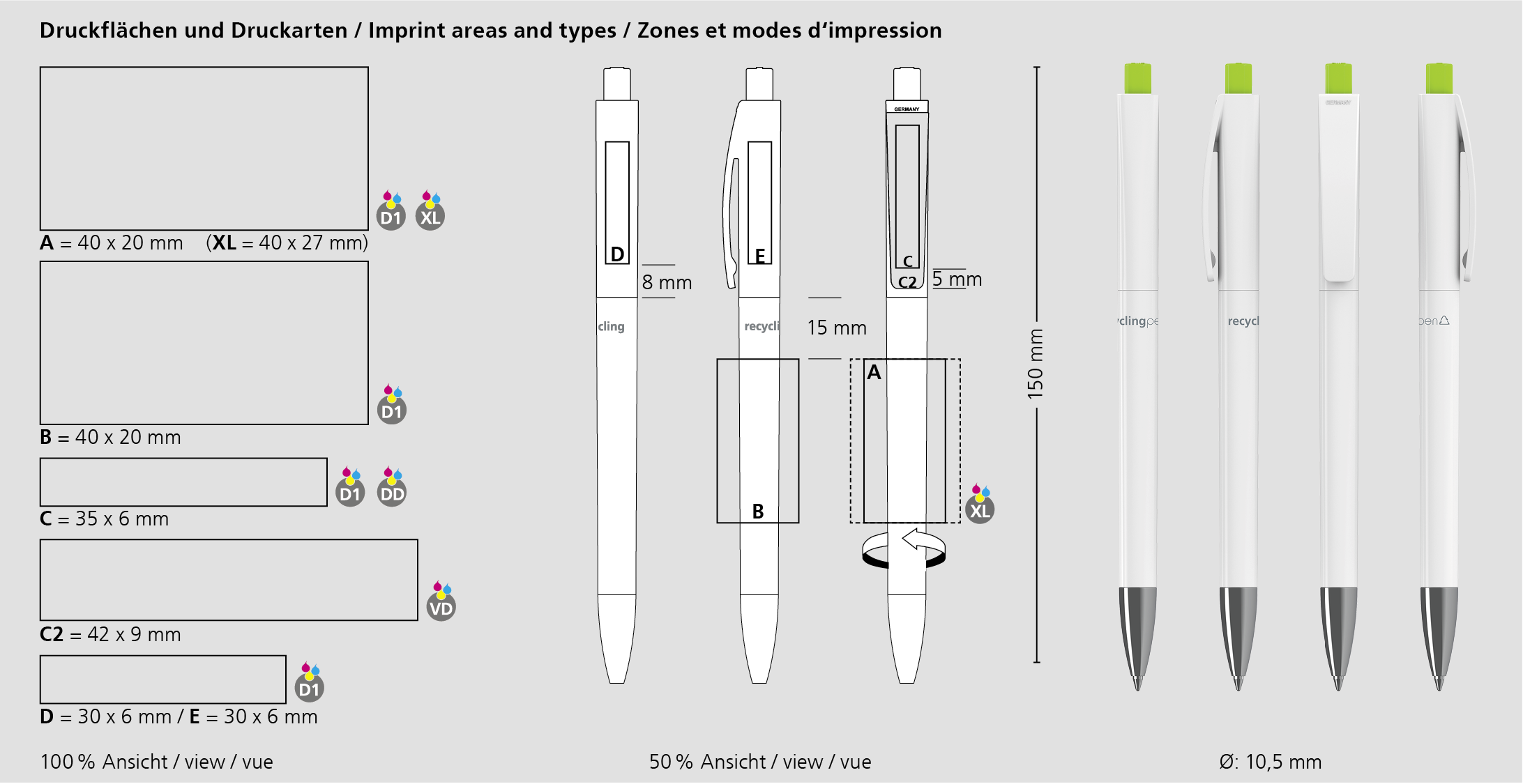 Klio-Eterna - Qube recycling Mn - Druckkugelschreiber