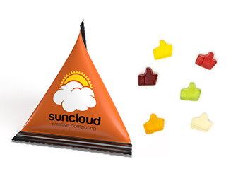 Mini Tetraeder Fruchtgummi 10 g Daumen hoch Standard-Folie transparent