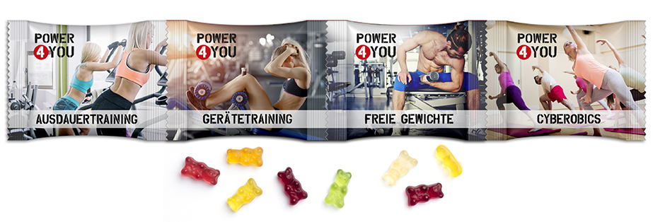 4er Kettenbeutel 20 g Gummibärchen Standard-Folie transparent