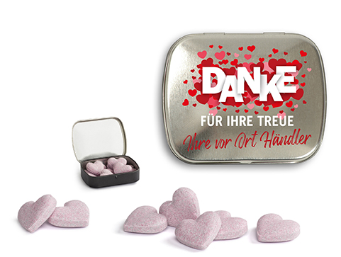 Brauseherzen in Mini Nostalgiedose 36 g  blank