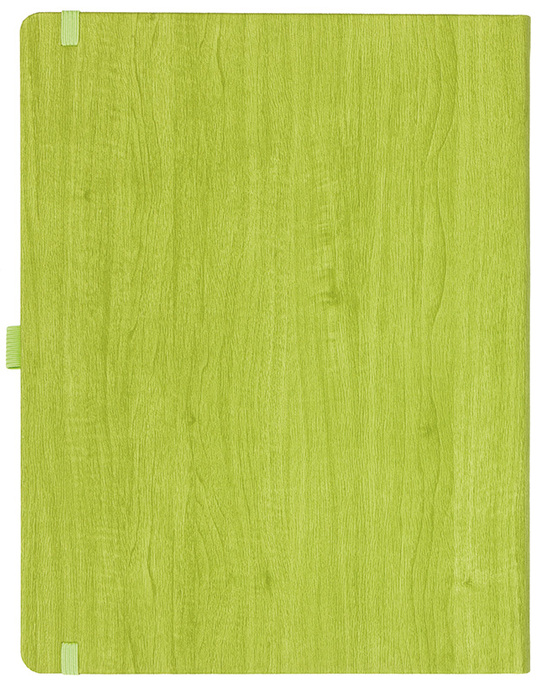 Notizbuch Style Large im Format 19x25cm, Inhalt kariert, Einband Woody in der Farbe Lime