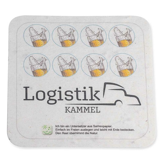 Samenpapier Bierdeckel - eckig, Druck 4/4-c