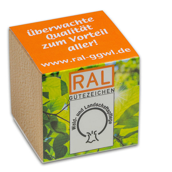 Pflanz-Holz mit Samen (Graspapier-Banderole) - Thymian, 2 Seiten gelasert