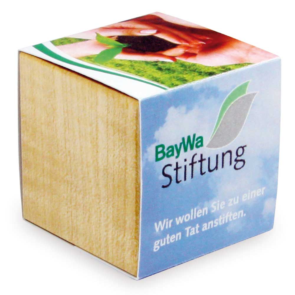 Pflanz-Holz Magnet mit Samen - Ringelblume, 2 Seiten gelasert