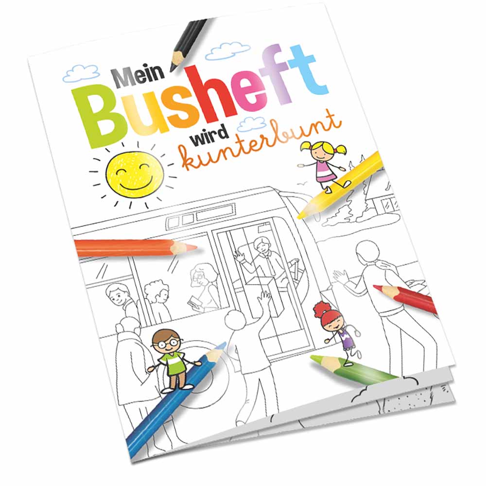 Malbuch / Mal-Set A6 - Bus - Malset mit individuellen Vorder- und Rückseiten