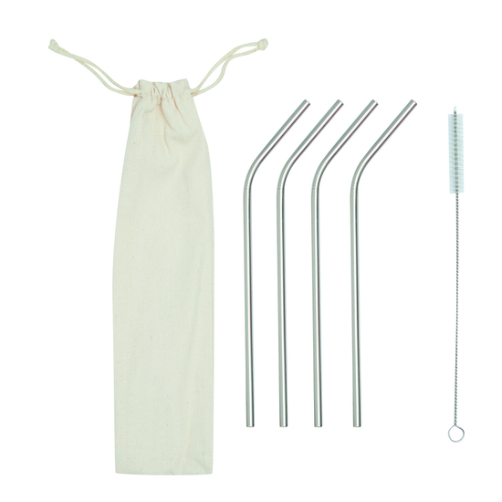 Edelstahl-Strohhalm-Set DRINK HAPPY