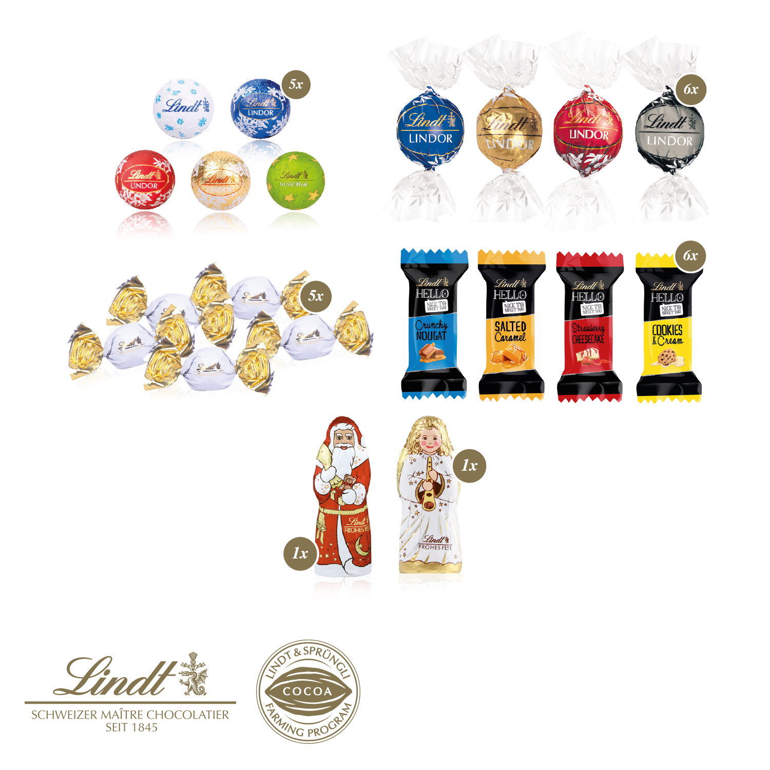 Adventskalender Lindt „Premium-Selection“, Inlay aus 100% recyceltem Material