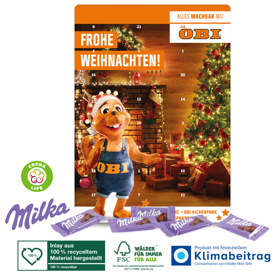 Wand-Adventskalender mit Milka Schokolade