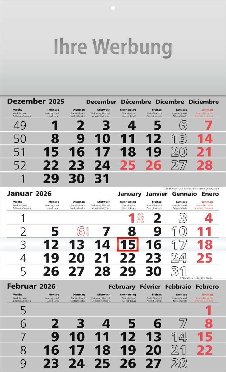 Dreimonatsplaner Assistent-basic grau