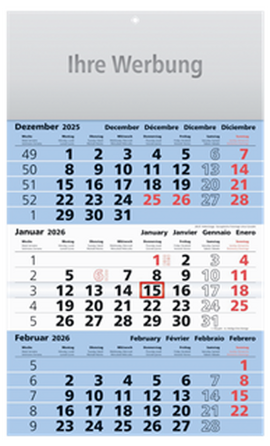 3-Monatskalender Assistent-basic blau
