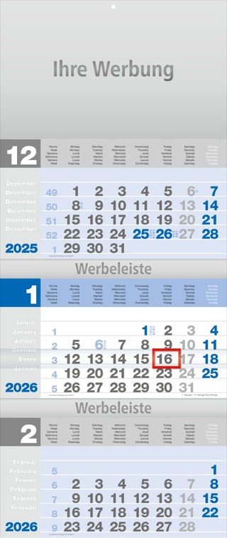 Dreimonatsplaner Design-trio blau